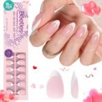 Beetles French Tips Press on Nails,224 pcs Short Almond Beetles Gel X Nail Tips,16 Size Extra Short Press on Nails Fake Nails DIY Salon for Women