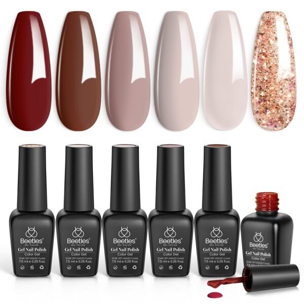 Smooth Hazelnut - 6 Colors  Winter Nails Neutral Grey Burgundy Glitter Brown Fall Gel Nail Polish