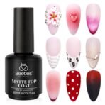 Beetles Matte Gel Top Coat for Gel Nail Polish - 15ML Chrome Proof Matte Top Coat No Wipe Powder-Resist Matte Finish