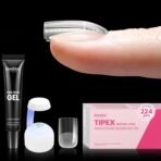 Beetles Tipex Gel Nail Kit  Pre-Extra Short Square: 16 Sizes 224 Pcs Pre-Building False Nail Tips
