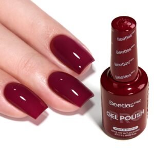 Beetles Pro Red Gel Polish - Make It Happen, Dark Burgundy Wine Red Color 20ML Gel Polish