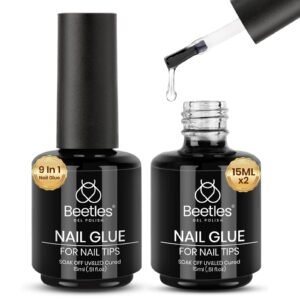Beetles Gel Polish 9 In 1 Gel Nail Glue for Clear Acrylic Nail Tips 2 Pcs 15ml Long Lasting Nail Gel Kit