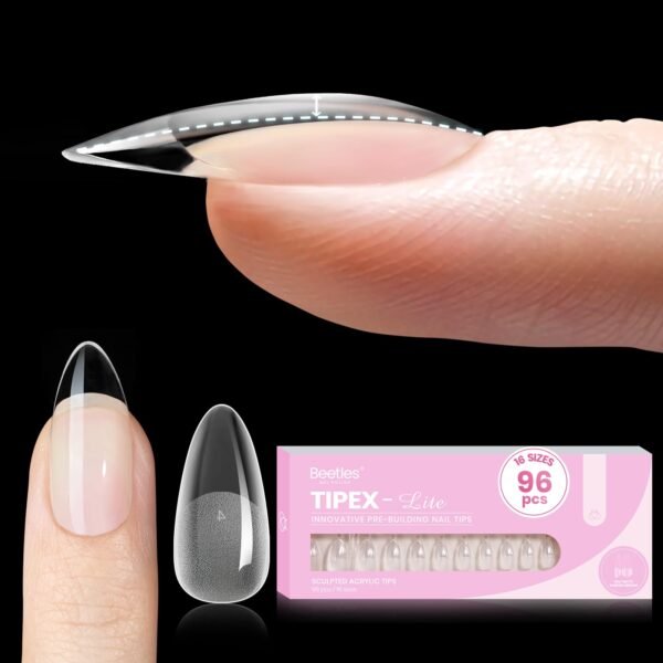 Beetles Tipex Lite Apex Nail Tips - Almond Medium 96pcs 16 Sizes