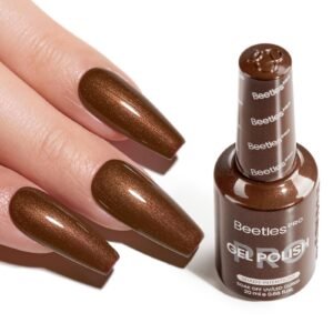 Beetles Pro Brown Gel Polish - Shady Intentions, Dark Brown Color 20ML Glitter Gel Polish