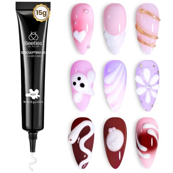Beetles Sculpting Gel 3D Nail Art - White No Wipe Nail Polish