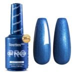 Beetles Pro Blue Gel Polish - Ghost Feelings, Dark Blue Color 20ML Glitter Gel Polish