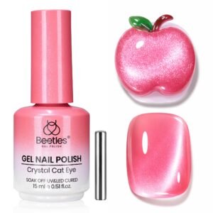 Beetles Apple Sweet Gleam Pink Cat Eye Gel Nail Polish - 15ML Glitter Pink Cat Eye Spring Gel Polish