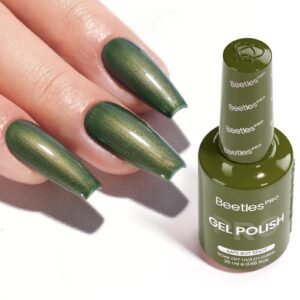 Beetles Pro Green Gel Polish - Cancel Everything, 1pc 20ml Army Green Color Glitter Gel Polish
