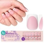 Beetles X Press Plus French Tip Nails Short Square - 16 Sizes 224 Pcs Natural Salon Quality Gel Nail Tips