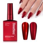 Beetles Red Chrome Nail Polish - Cherry Mirror Chrome Nail Polish Metallic Effect Quick-Drying Glossy