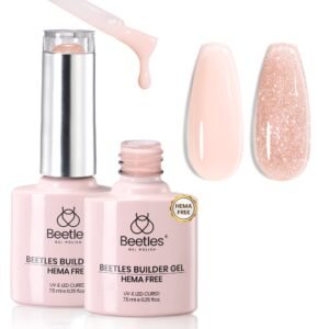 Hema-Free Builder Gel Valentines Nails 2 Colors 7 in 1 Clear Builder Nail Gel Set 2 PCS 15ml/each