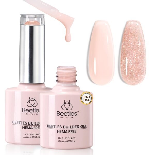 Hema-Free Builder Gel Valentines Nails 2 Colors 7 in 1 Clear Builder Nail Gel Set 2 PCS 15ml/each