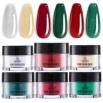 Glossy Xmas Party | Winter Nails  6 Color Powder Dip Red Green Winter Nail Kit set