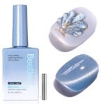 Beetles Glacial Sigh HEMA FREE Gel Nail Polish - 15ML Icy Blue Nails Glassy Blue Glitter Cat Eye Gel Polish