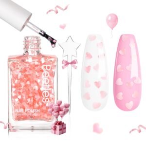 Beetles Valentines Nails Polish - 15ml/0.51Fl Oz Pink Heart Sweetheart Glow Glitter Top Coat