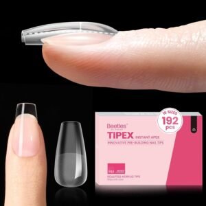 Beetles Tipex Instant Apex Nail Tips Short Coffin - 192pcs Strong Thicker Acrylic Nail Tips