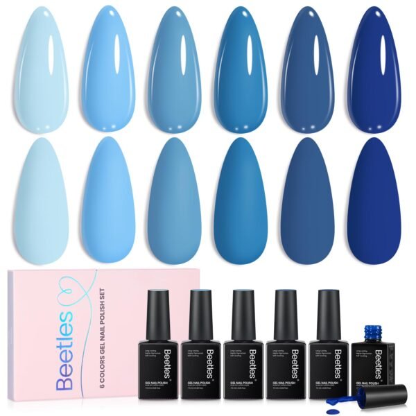 Ocean Range Winter Nails - 6 Colors Light Baby Dark Navy Blue Gel Polish Set