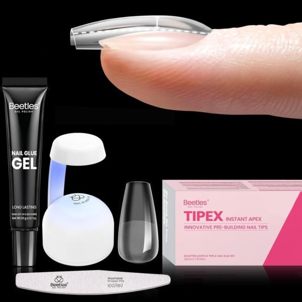 Beetles Tipex Gel Nail Kit Short - 224 Pcs 16 Sizes Pre-Building Pre-Etched False Nail Tips