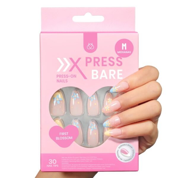 First Blossom | Beetles X PRESS BARE Press On Nails Medium Almond  Girls (15 Sizes-30Pcs)