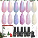 Beetles  Gel Nails Polish Set Dreamscape in Snow Valentines Nails - 6 Colors Pearl Pearlescent Set