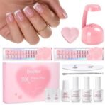 Beetles valentine nails Press On Nails Kit - 15Sizes 300Pcs Short Square French Tip Press On Nails