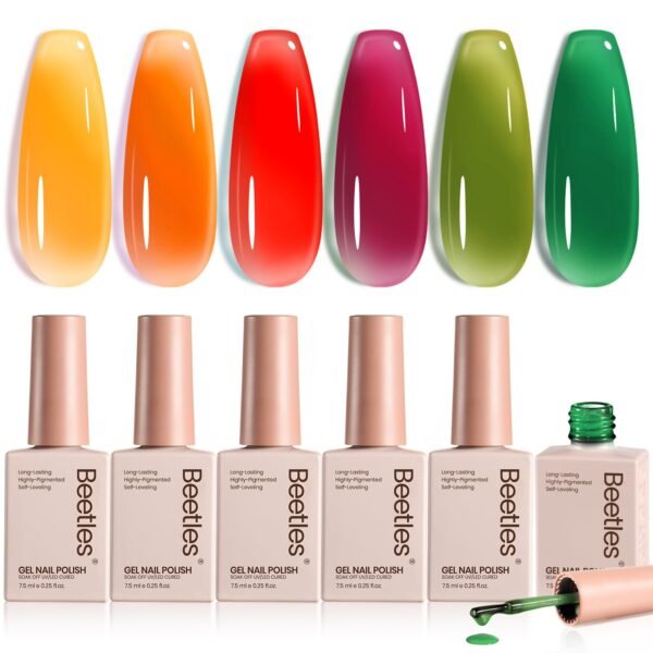 Long Lasting Sheer Glow - 6 Colors Gel Nail Polish Set