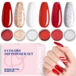 Candy Cane |  6 Color Powder Dip Red Glitter Salon  Nail Kit  set