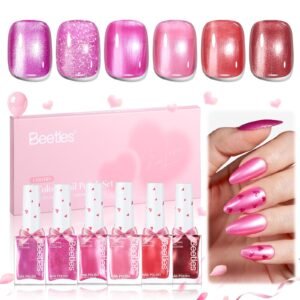 Beetles Valentines Nails Polish Set - Hearts Aflutter 6 Colors Hot Pink Red Light Pink Nail Polish