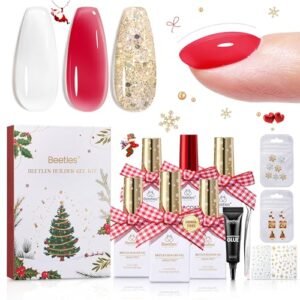 Beetles Christmas Builder Gel Kit HEMA Free-Enchanted Night 8 in 1 Nail Thickening Strengthening Building Apex