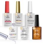 Beetles 6 Pcs Hema-Free Protein Nail Prep Dehydrator & Primer with Matte and Glitter Gel Top Coat and Base Set