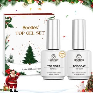 Beetles Christmas Limited Gel Top Set - 2Pcs 15ml Top Coat Gel Nail Polish