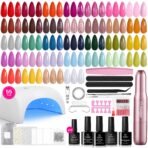Beetles Gel Nail Polish Kit with U V Light and Nail Drill - 55Pcs Gel Nails Kit 32 Color LuliCore Polka Set