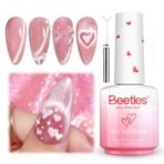 Beetles Heartbeam Pink Gel Nail Polish - 15ML Valentine Nails Pink Cat Eye Glitter Nail Polish