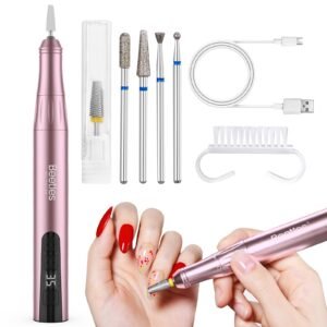 Pink Professional E-file Electric Nail Drill Set-Includes 5 Multifunctional Drill Bits