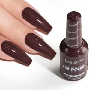 Beetles Pro Brown Gel Polish - Delusional Confidence Dark Brown Color 20ML Shimmer Gel Polish