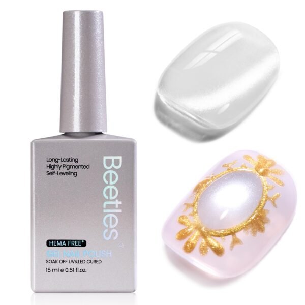 Beetles Moonlit Veil Silver HEMA FREE Cat Eye Gel Nail Polish - 15ML Glassy Silver Glitter Gel Polish