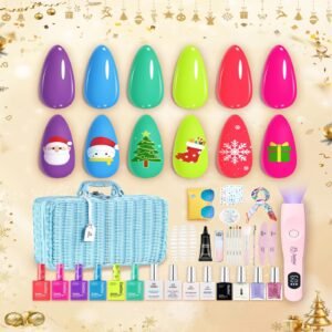Beetles Christmas Gel Nail Polish Set with Mini LED Nail Lamp Colorful Bottle Nail Salon DIY Gift Basket