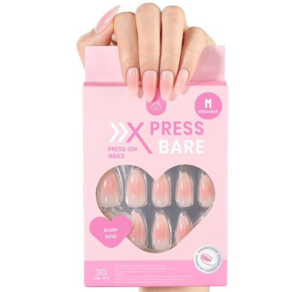Blush Rose | Beetles X PRESS BARE Press On Nails Medium Almond Blush Pink (15 Sizes-30Pcs)