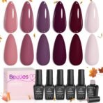 Rose Petals Winter Nails  - 6 Colors Purple Gel Nail Polish Set