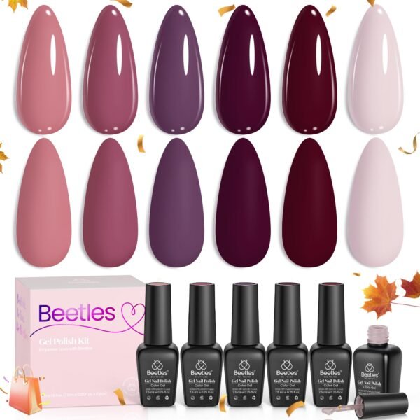 Rose Petals Winter Nails  - 6 Colors Purple Gel Nail Polish Set