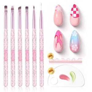6 Pcs Nail Art Brushes Set: Precision Gel Application