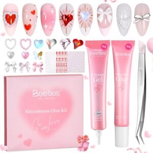 Beetles 3D Gel Nail Art Rhinestones Glue Kit - Valentine Nails Limited Nail Decorations for Nail polish