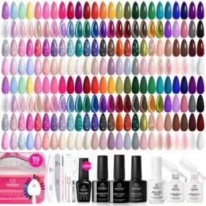 (Extra Free $20 Gift) Beetles Nail Nook 100 Colors Valentine Nails | 119PCS with Storage Bag Gel Polish Set for All Season